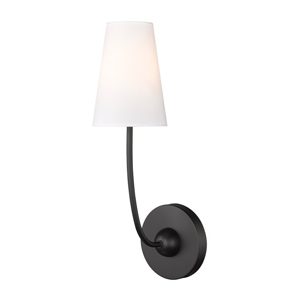 Z-Lite Shannon Wall Sconce, 1-Light, 5.25 In.W x 7.25 In.L x 17 In.H, Matte Black/white 3040-1S-MB - main